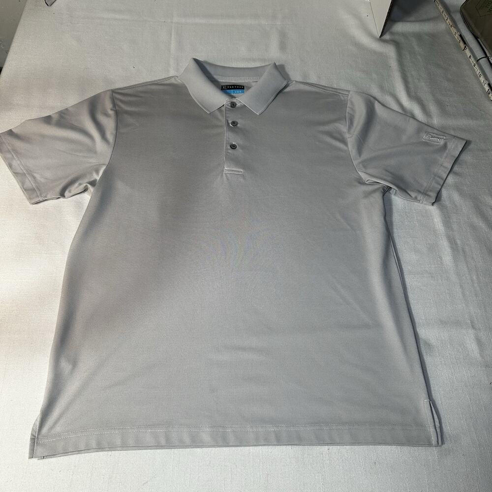 PGA‎ Tour Mens Airflux Gray Polo Golf Shirt Casual - Large